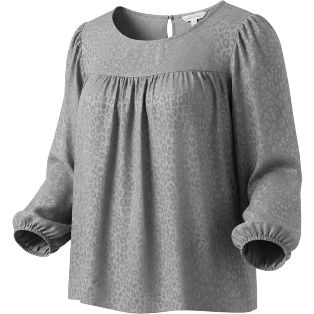 Ophelia Roe Women's‎ Plus Size Grey Leopard Print Satin Blouse 3X Satin Finsh